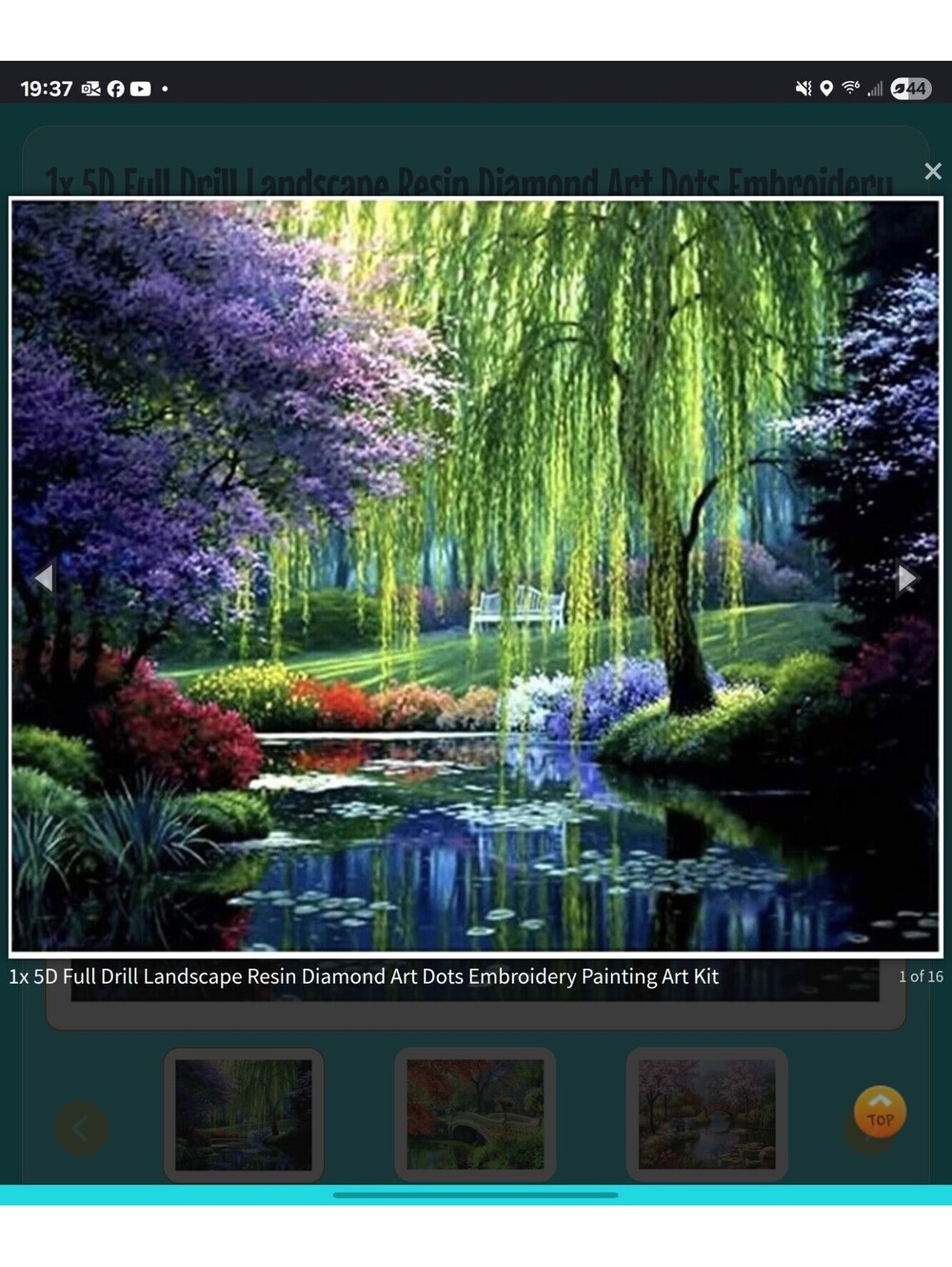 Park Bench By The Pond 5d Diamond 40cm X 30cm DIY Kit